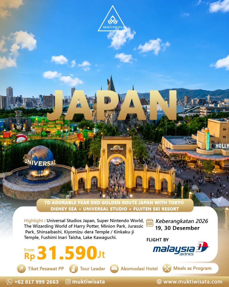 7D ADORABLE YEAR END GOLDEN ROUTE JAPAN WITH TOKYO DISNEY SEA + UNIVERSAL STUDIO + FUJITEN SKI RESORT by MH
